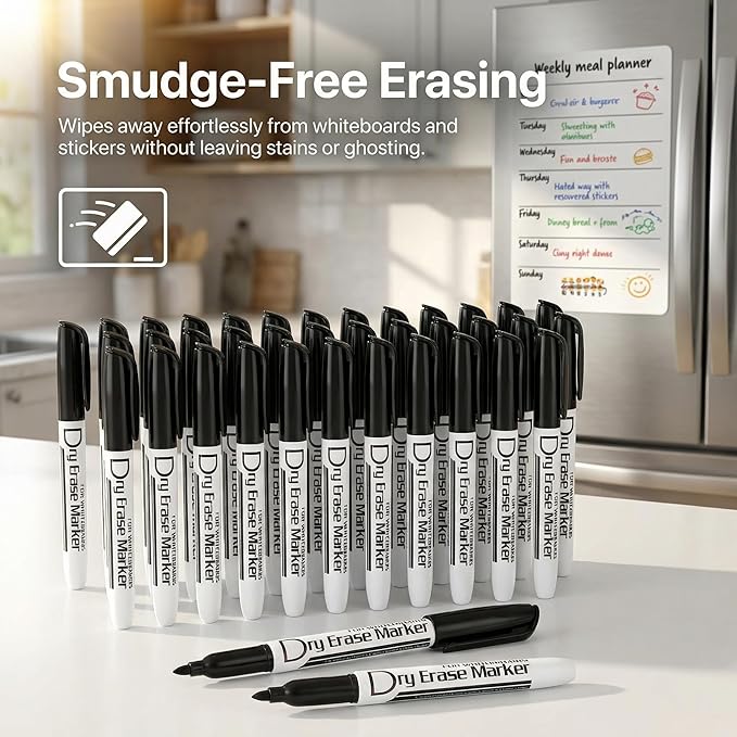 Volcanics Black Dry Erase Markers Bulk Pack of 60 Low Odor Fine Tip Whiteboard - Image 6