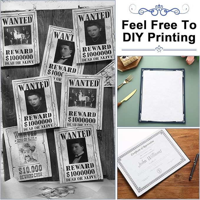 Epakh 150 Pcs Old Age Parchment Paper 8.5 x 11 Inch Standard Letter Vintage Colored Old Parchment Semblance Double Side Printing Paper (Blue)-DeskLoop Office