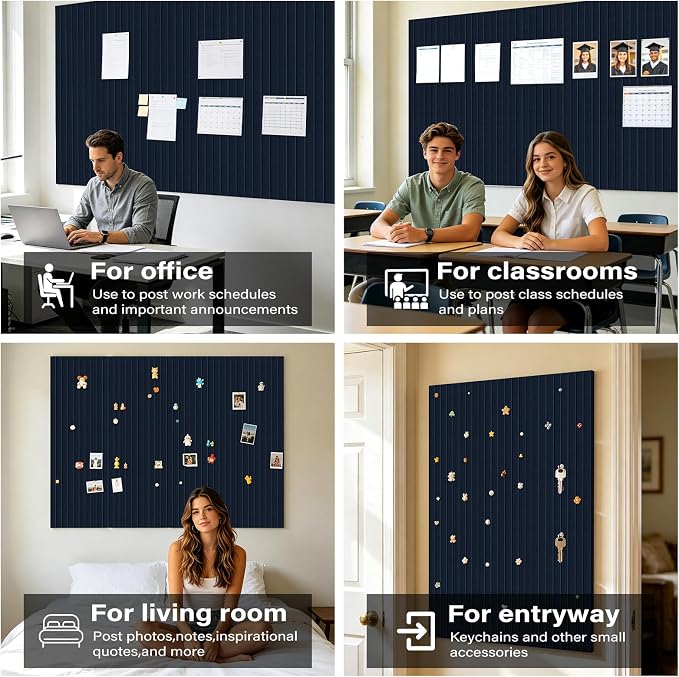 Large Felt Bulletin Board，47.2" x 35.4" 12 Pack Cork Board Alternative - Image 6