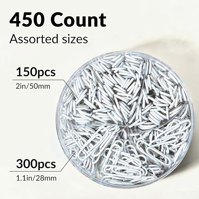 NEEWAY 450pcs Paper Clips Assorted Sizes, Small and Large Paper Clips, Coated - Image 3