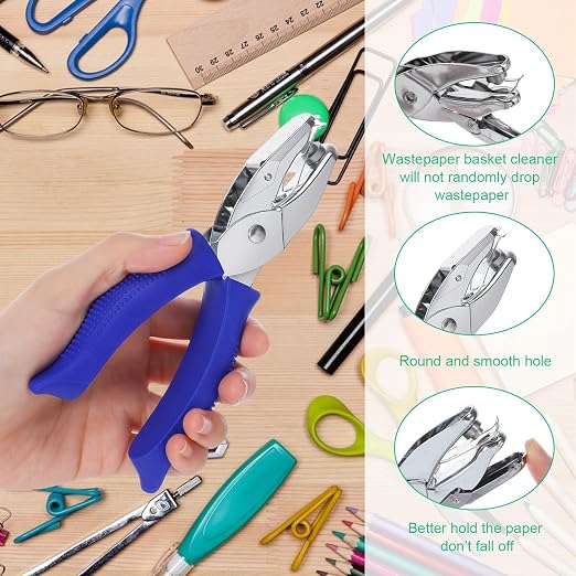 6 Pcs Craft Hole Punchers Set, Handheld Metal Hole Punch Single, Soft-Grip - Image 3