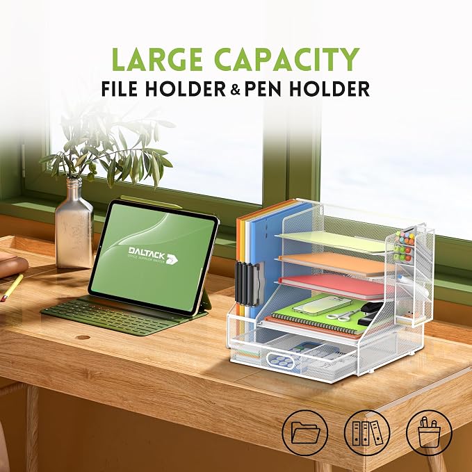 DALTACK Mesh Desk Organizer, 5-Tier Paper Letter Tray - Image 2