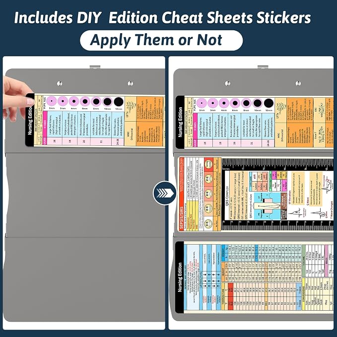 Trustnice Nursing Clipboard Foldable DIY Edition Medical Cheat Sheets Aluminum - Image 2