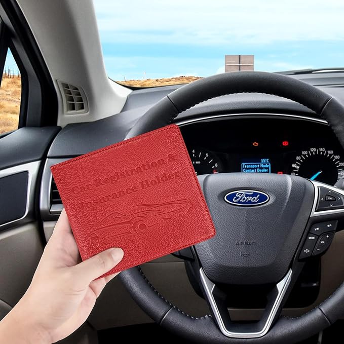 Car Registration and Insurance Holder, Premium PU Leather Vehicle Glove Box Car - Image 6