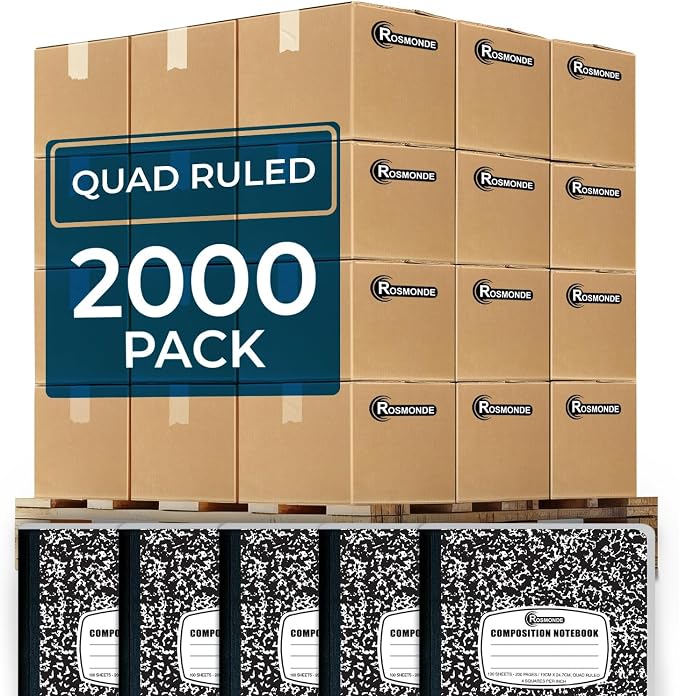 Rosmonde 2000 Pack Composition Notebooks Bulk, Quad Ruled, Full Pallet of by Rosmonde
