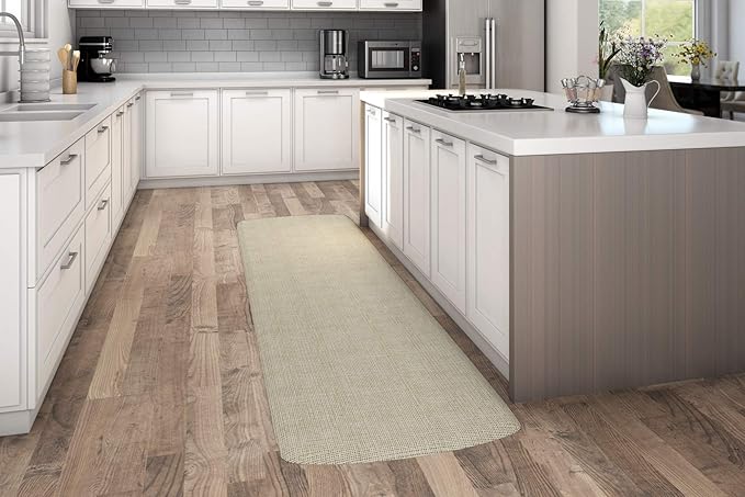 GelPro Decorative Foam Floor Mat, 30" x 108", Tweed Antique White-DeskLoop Office