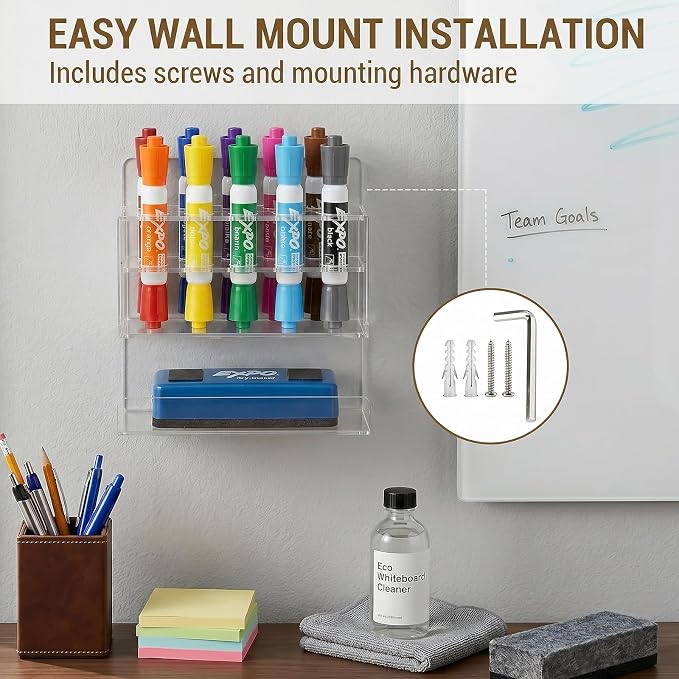 MyGift Dry Erase Marker Holder 10 Slots Whiteboard Marker Holder - Image 4