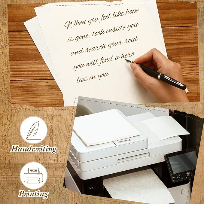 Epakh 200 Sheets Old Age Parchment Paper 8.5 x 11 Inch Standard Letter Vintage Colored Old Parchment Semblance Double Side Printing Paper(Light Gray)-DeskLoop Office