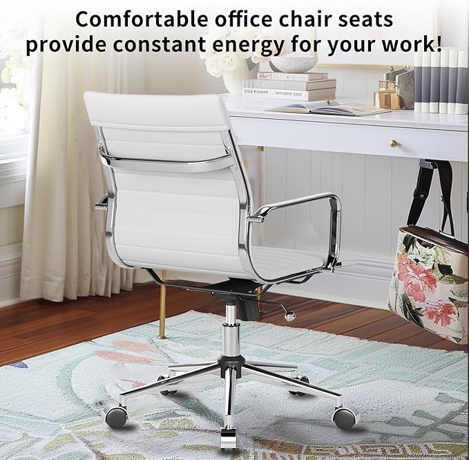 Chair, Desk Computer Chair ，with Armrests ，Ergonomic Office Chair for Home and Office, 17.32 x 22.83 x 35.43 inches, Multiple Colors (White)-DeskLoop Office