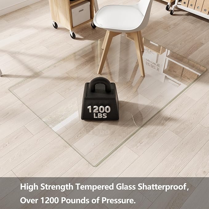 Koonmi Glass Chair Mat for Carpet, Tempered Glass 40"x60" Office Chair Mat - Image 2