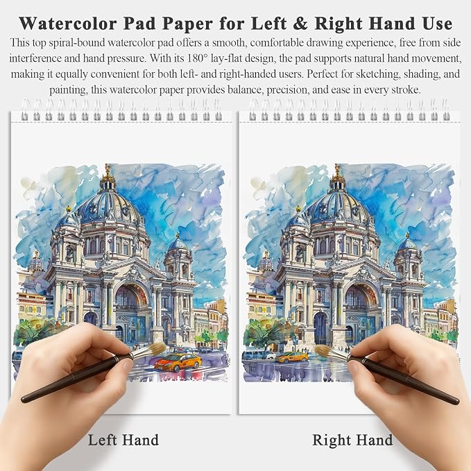 Fuxi Water Color Paper 9 x 12, Watercolor Sketchbook 140 lb Cold Press - Image 5