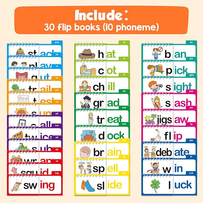 Phonics Flash Cards Word Family Build Book, Learn to Read 30 Read and Rhyme - Image 3