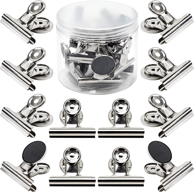 Magnetic Clips 2 inch, 12 Pack Heavy Duty Magnet Metal Hanging Clips by Thimmamma