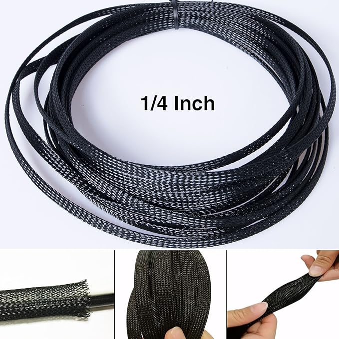 50ft - 1/2 Inch & 1/4 Inch Expandable Braided Cable Sleeve, Braided Wire - Image 5