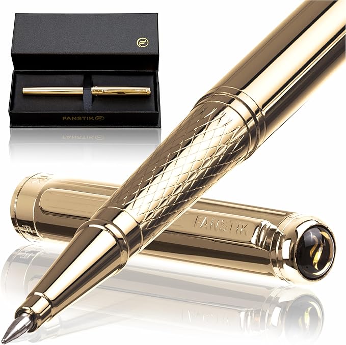 Gold Luxury Rollerball pen (Made In USA) fancy gift set for women, Real 24K Gold Plating, Professional executive pen gift set for men (Lux Rollerball Gld)-DeskLoop Office