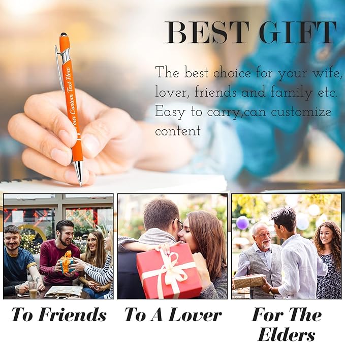 Personalized Pens Bulk 500 with Name Custom Engraving Ballpoint Pens with Stylus Tip Customized Smooth Writing Pens Personalized Gifts for Anniversary Birthday or Graduation(Blue,Black Ink)