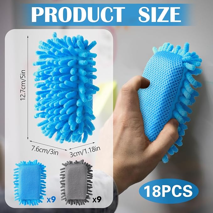 Sherr 18 Pcs Microfiber Shag Magnetic Dry Erase Erasers Washable Whiteboard - Image 2