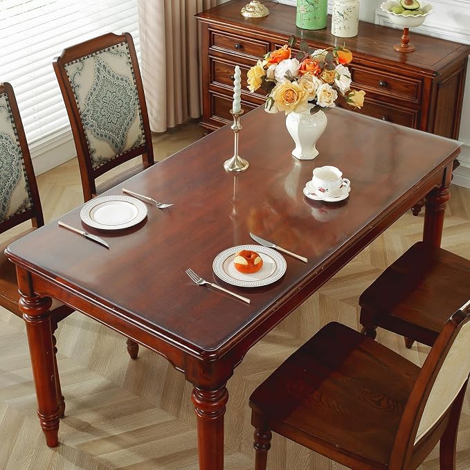 OstepDecor 42 x 42 Inch Frosted Table Cover Protector, 2mm Thick Clear Plastic - Image 2