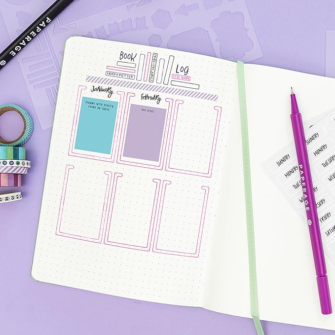 PAPERAGE Dotted Journal Notebook, (Raspberry), 160 Pages, Medium 5.6 in x 8 in - 100 GSM Thick Paper – Hardcover Journaling Notebook for Work, School & Bullet Journaling-DeskLoop Office