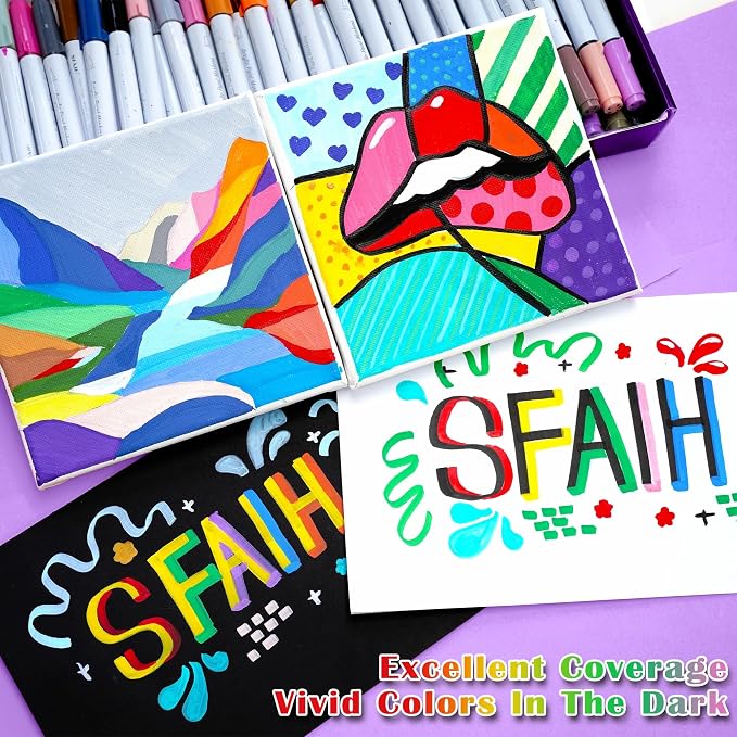 SFAIH 48 Colors Acrylic Paint Markers Set - Image 7