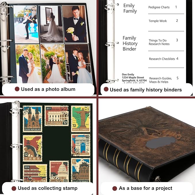 LETVPVOW Vintage Hardback 3 Ring Binder 2 Inch, Professional Leather Binders 2 - Image 4