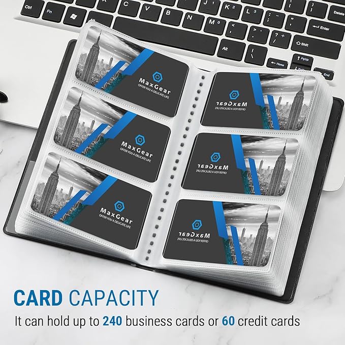 MaxGear Business Card Organizer Book, Holds 240 Cards, Professional Card Binder - Image 2