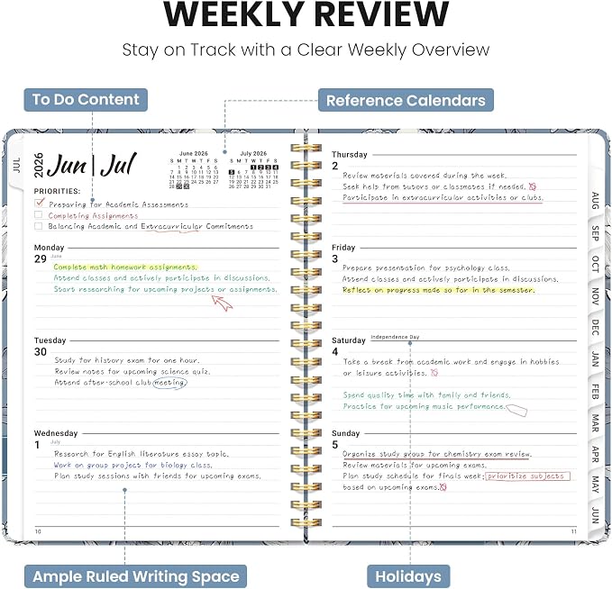Planner 2026-2027, Hardcover Monthly and Weekly Academic Planner July 2026 - Image 3