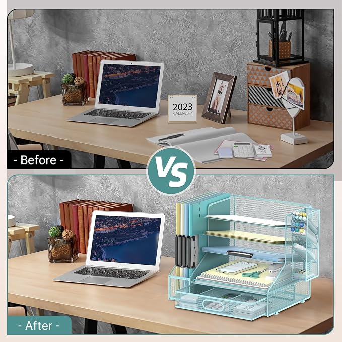 DALTACK Mesh Desk Organizer, 5-Tier Paper Letter Tray - Image 7