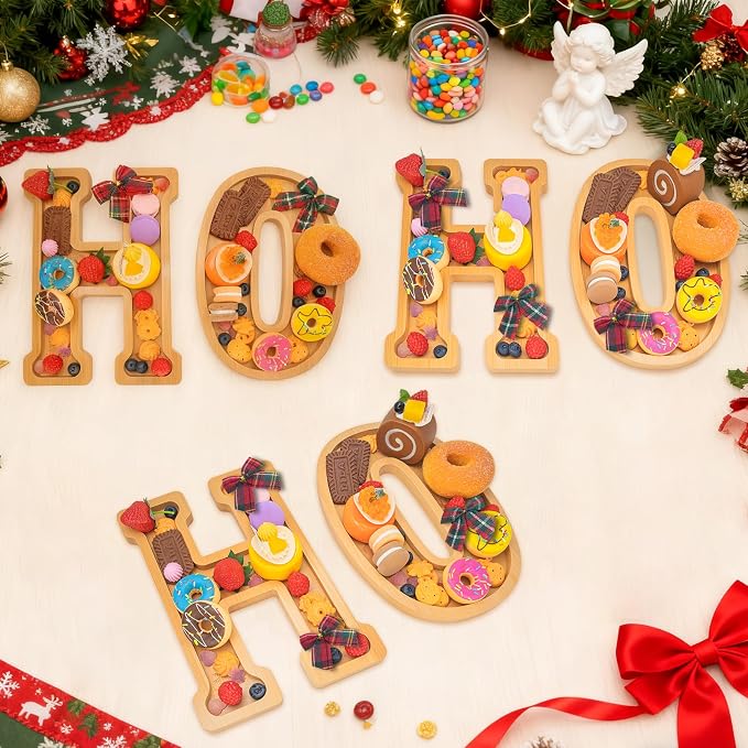 6PCS Bamboo Christmas Decorations Letters Charcuterie Board Box- HOHOHO - Image 3