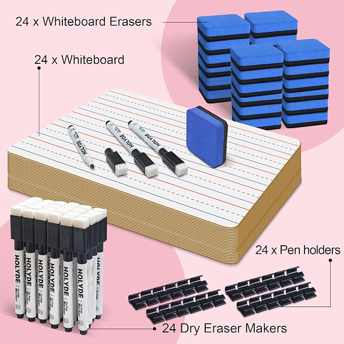 Set of 24 Dry Erase Boards, Double Sided Small Whiteboards - Image 3