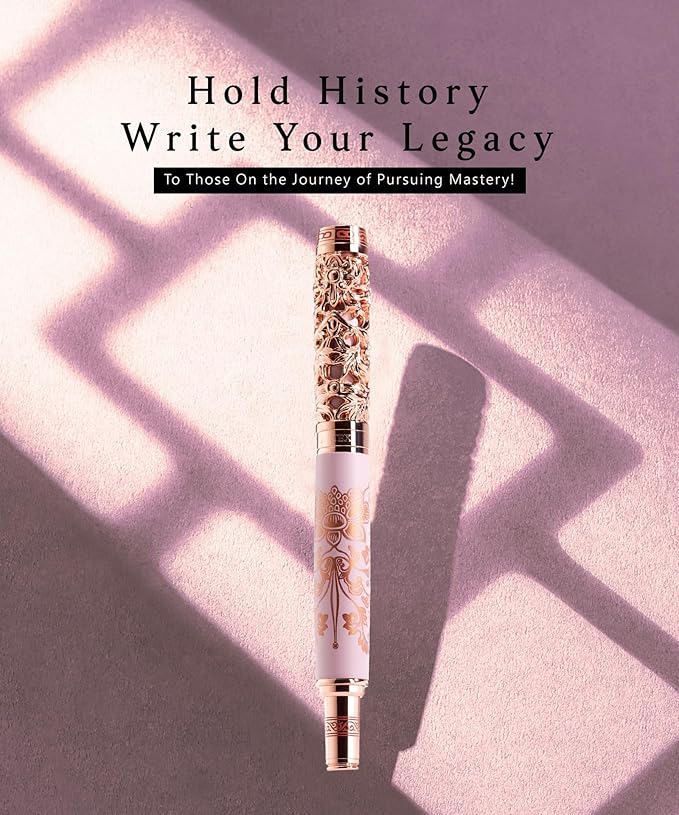 Luxury Fountain Pen Set With Stand - Museum Art Collections - Crafting Timeless Beauty - the Best Gift & Office Desk Decor, German SCHMIDT Fine Nib, Solid Metal & Marble Texture-DeskLoop Office