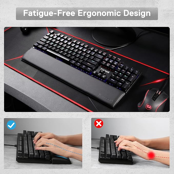 Redragon P037 Meteor L Computer Keyboard Wrist Rest Pad, Ergonomic Soft Memory - Image 5