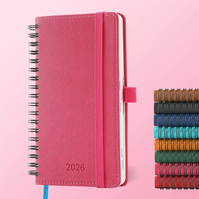 IN-LUXPRO Planner 2026 Daily Weekly and Monthly, 6.5"x3.75", 12 Months Spiral by IN-LUXPRO