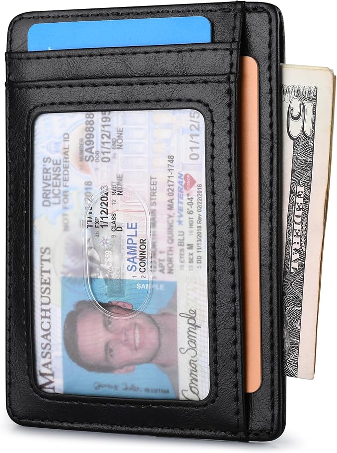 Buffway Slim Minimalist Front Pocket RFID Blocking Leather Wallets - Image 2