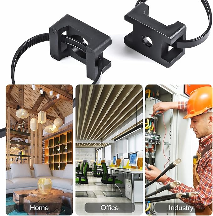 XHF 100 Pcs Cable Zip Tie Saddle Type Mounts Base - Image 5