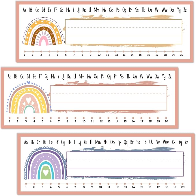 Name Tags Rainbow Theme, Boho Rainbow Name Labels by Unknown