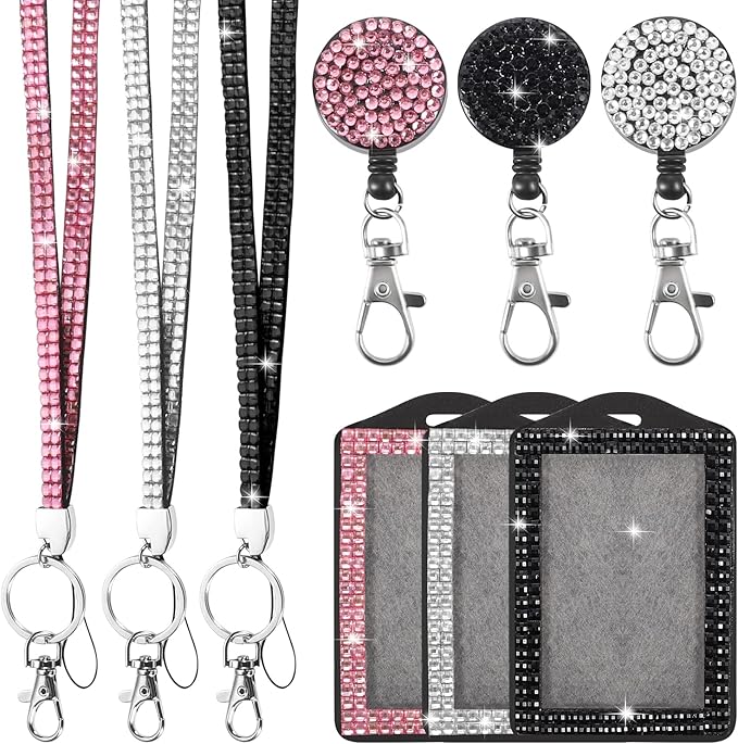 9 in 3 Sets 3 Color Upgraded Rhinestone Lanyard by Pengxiaomei