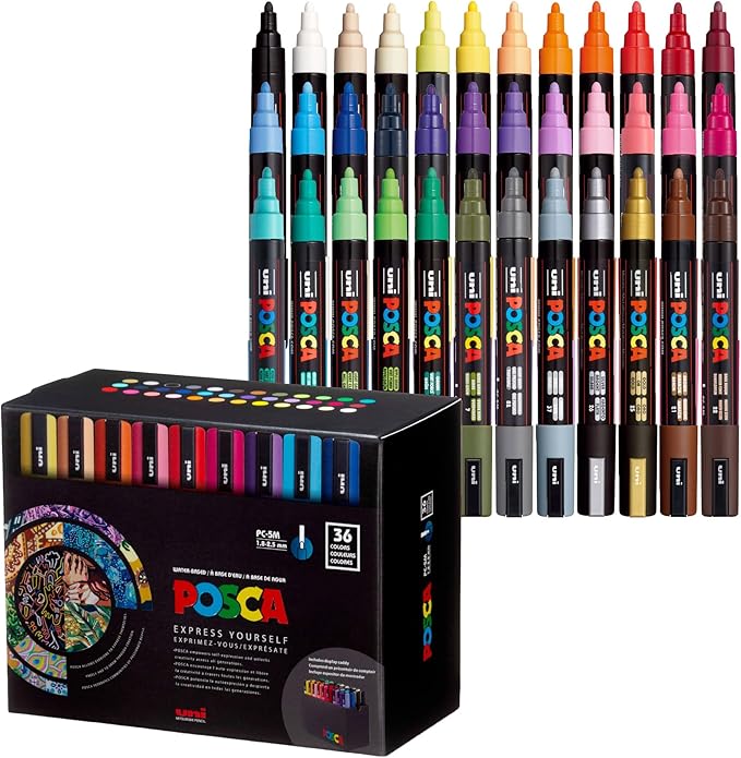 POSCA PC-5M Water-Based Paint Markers, Medium Point, 36 Pack by POSCA