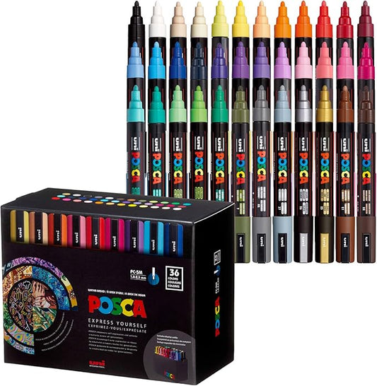 POSCA PC-5M Water-Based Paint Markers, Medium Point, 36 Pack by POSCA