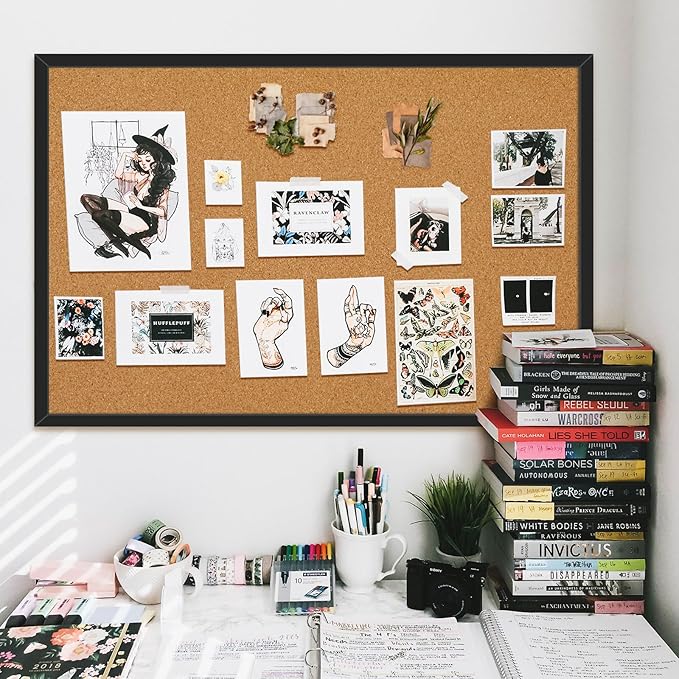 Miratino Large Bulletin Board, 36 "x 24" Cork Boards for Walls with Black Frame, Pin Display Board Vision Board for Home School Office Decor…-DeskLoop Office