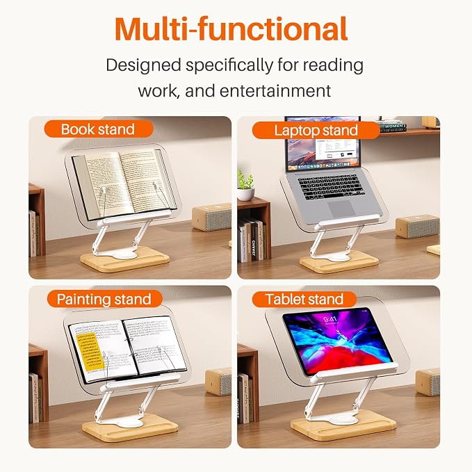 BYMECOST Acrylic Book Stand for Reading, 360°Rotating Book Holder - Image 7