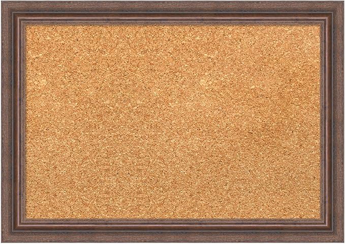 Amanti Art Natural Cork Board for Wall, 14x20 Vision Board with Brown Wood Frame, Small Corkboard Office Decor for Home Organization, Country Rustic Corkboard Pinboard to Display Items for Home-DeskLoop Office