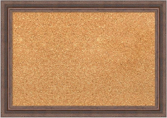 Amanti Art Natural Cork Board for Wall, 14x20 Vision Board with Brown Wood Frame, Small Corkboard Office Decor for Home Organization, Country Rustic Corkboard Pinboard to Display Items for Home-DeskLoop Office