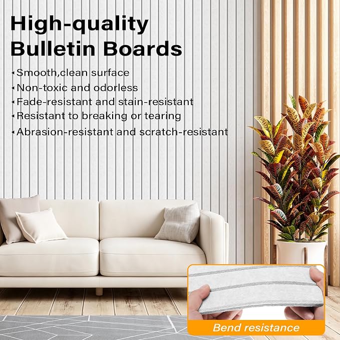 Large Felt Bulletin Board，47.2" x 35.4" 12 Pack Cork Board Alternative - Image 5