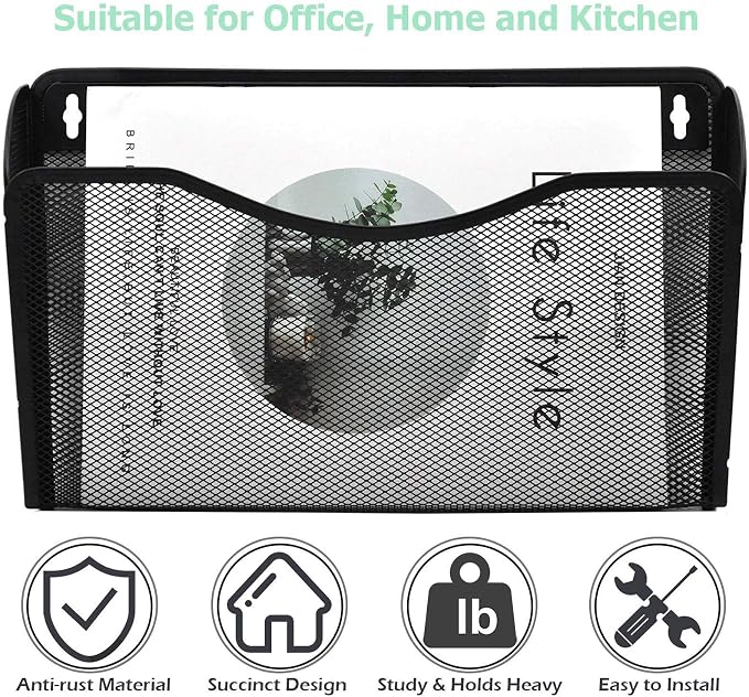 EASEPRES 6 Single Pocket Mesh Hanging File Organizer, Vertical Wall Mounted - Image 5