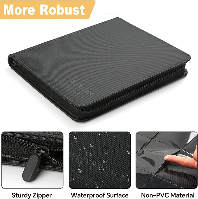 16-Pocket Business Card Binder holds 1024 Cards, Premium Diamond PU Leather - Image 3