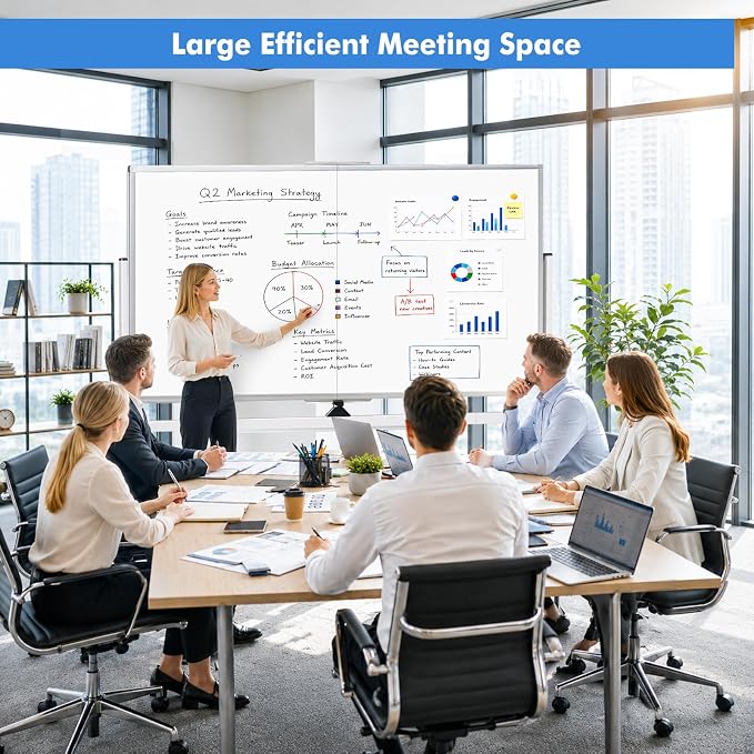 Double Sided Rolling Whiteboard, 72 x 40 Large White Board - Image 5