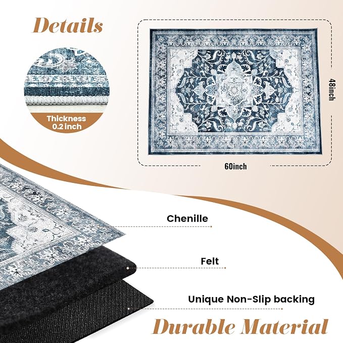 Office Chair Mat for Hardwood Tile Floor, Machine Washable Office Area Carpet - Image 3