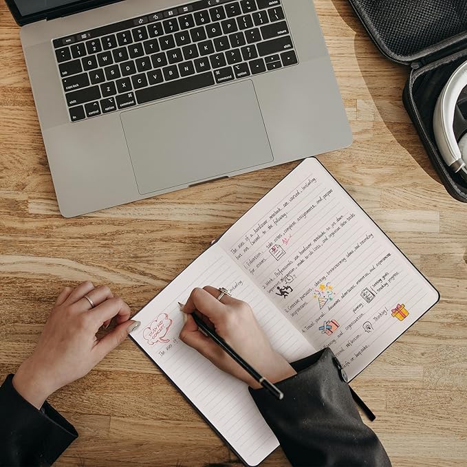 Comix 6 Pack Lined Journal Notebooks for Work, 240 Pages, 5.5"x8.3", Black, Hardcover, A5 Medium College Ruled, Journaling Notebooks for Notes-taking, Fits for Office School Home-DeskLoop Office