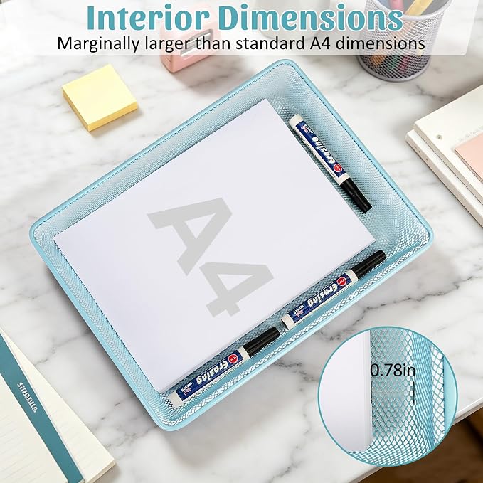 Office Metal Mesh Basket for Desk, Single Paper Tray Organizer, Turn in Trays - Image 4